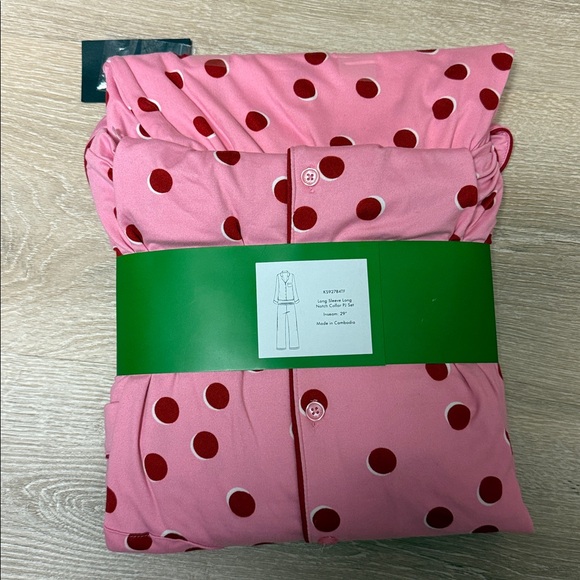 Kate Spade Pink and Red Polka Dot Pajama Set Size Medium NWT - Picture 3 of 3